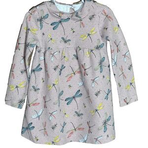 Zara Peter Pan Collar Long Sleeve Dragonfly Light Pink  Dress Size 3-6 months
